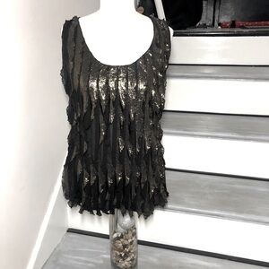 Sunny Leigh Gold Shimmery Sleeveless Blouse Medium